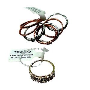 Torrid Rings Pave 4 Stone + Multi Textured Pave Set Silver Rose Gold‎ Size 10